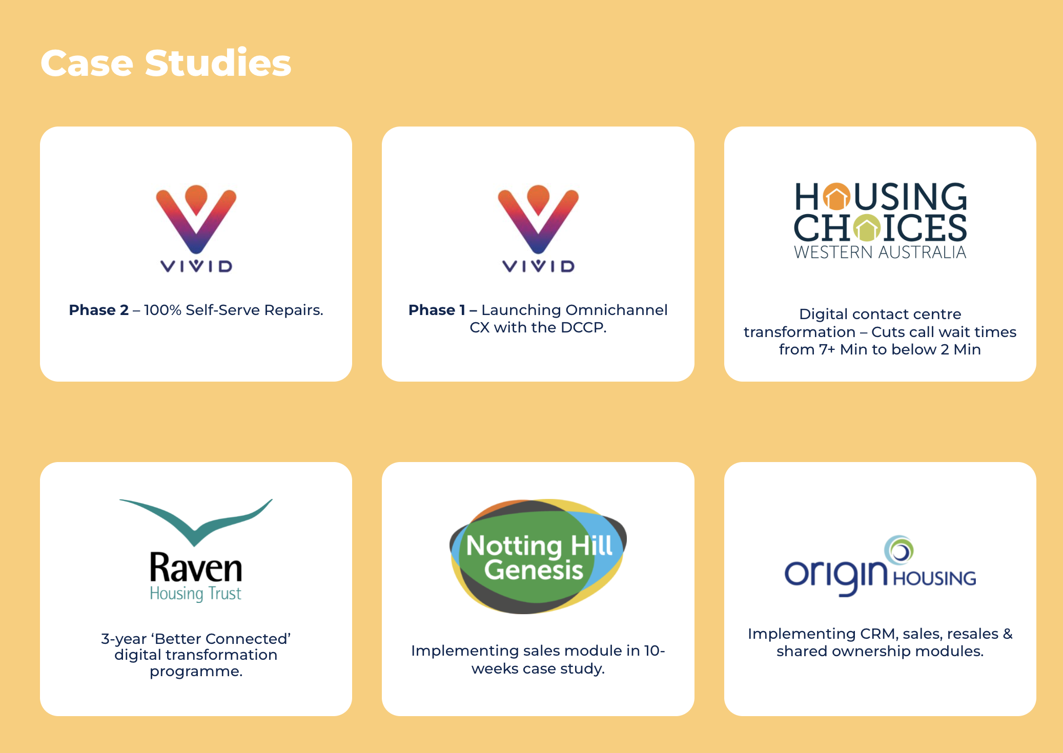 iProperty Cloud case studies — Vivid, Housing Choices WA, Raven, Notting Hill Genesis, Origin Housing